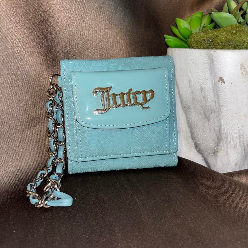 Juicy Couture nwot blue leather wristlet wallet mini purse